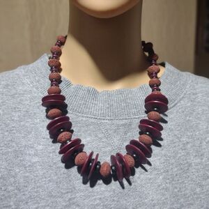 Elegant Burgundy Beaded Necklace